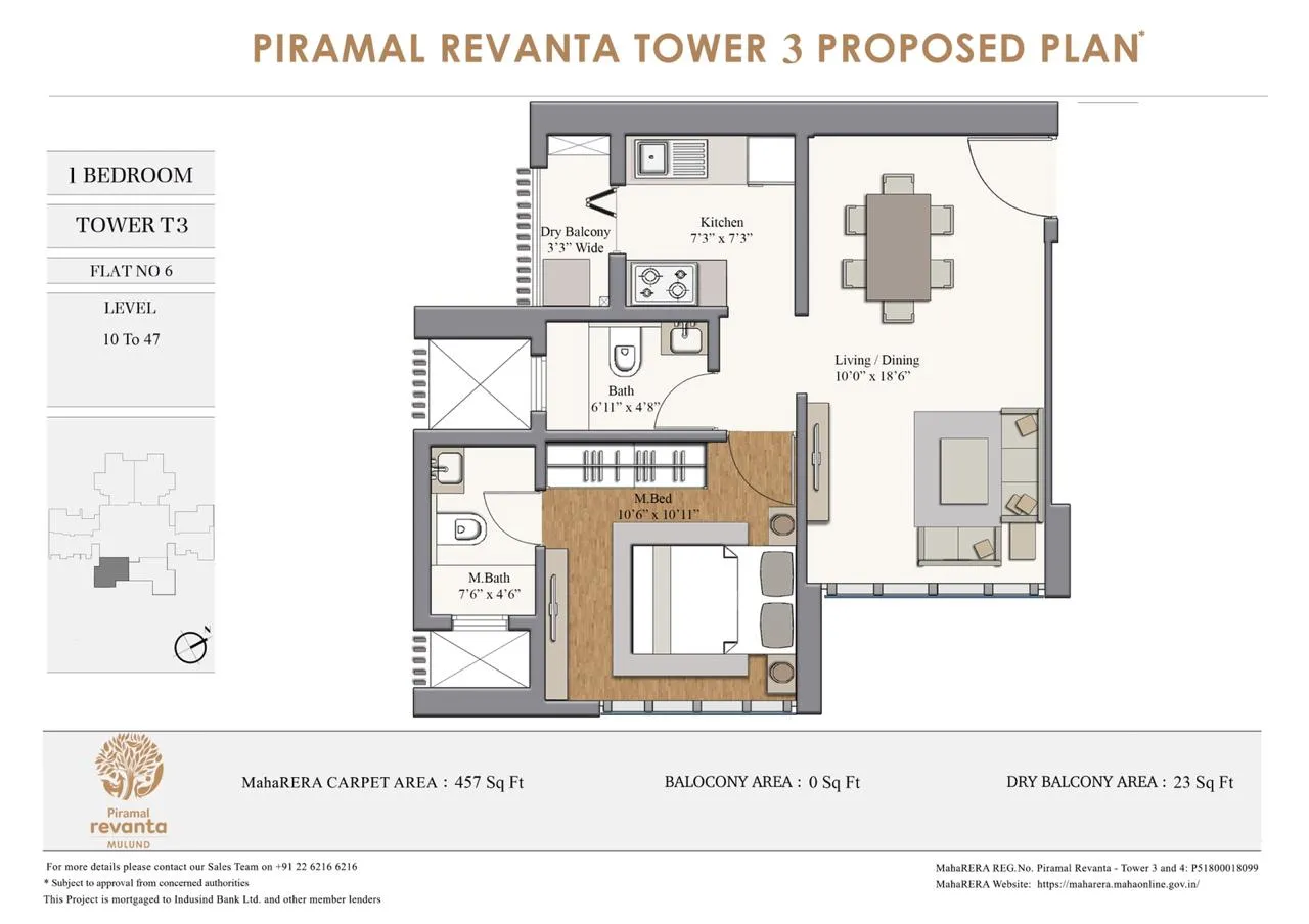 Piramal Revanta Unit plan - 485 sq.ft.