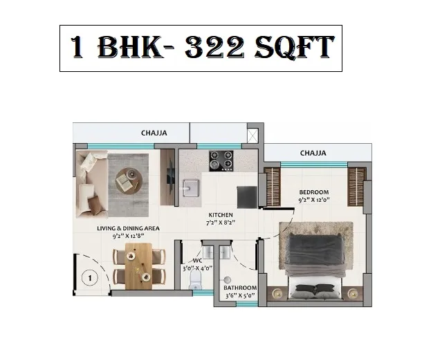 Unit plan - 322 sq.ft.