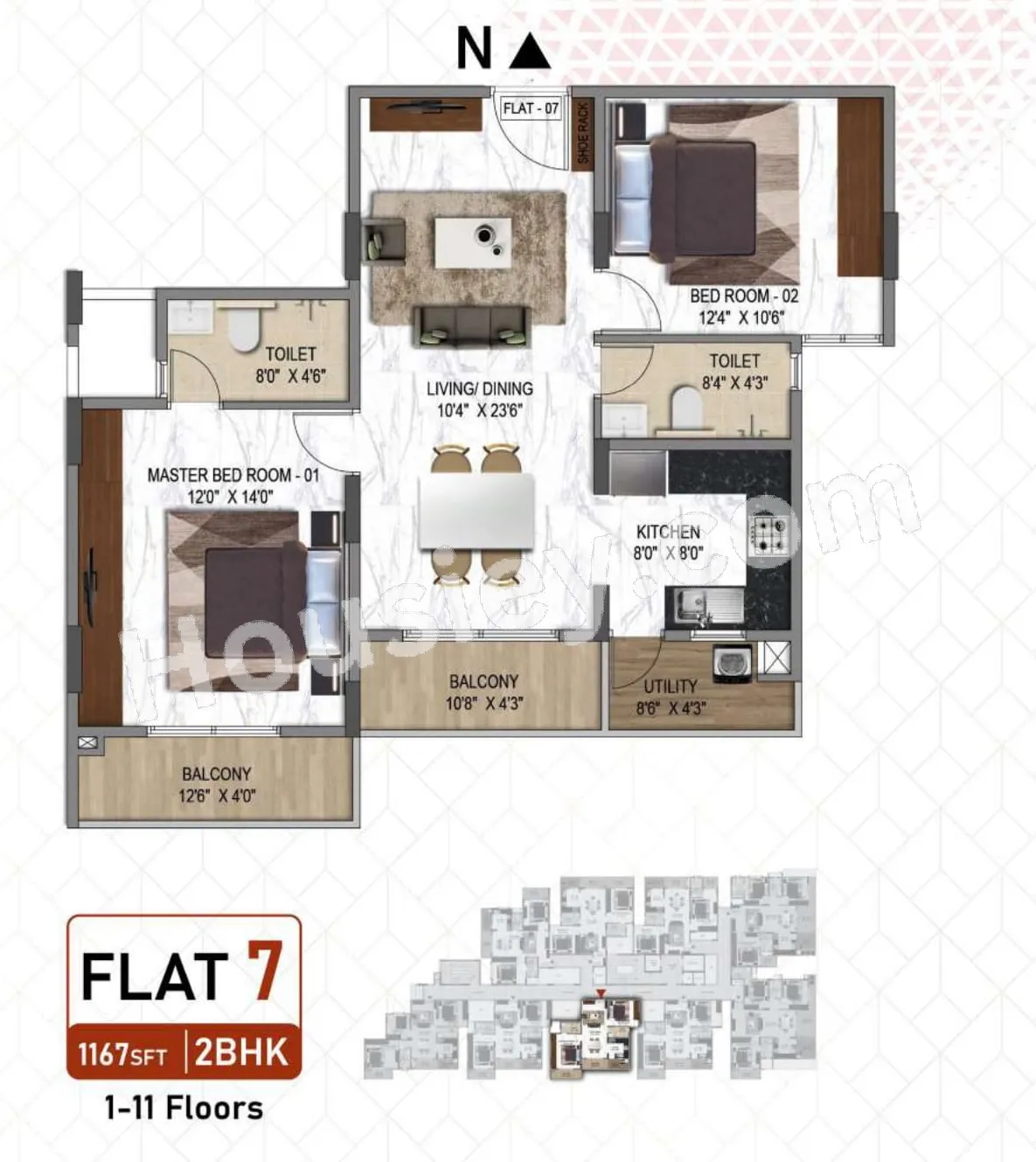 Poorvi Enchanting Unit plan - 758 sq.ft.