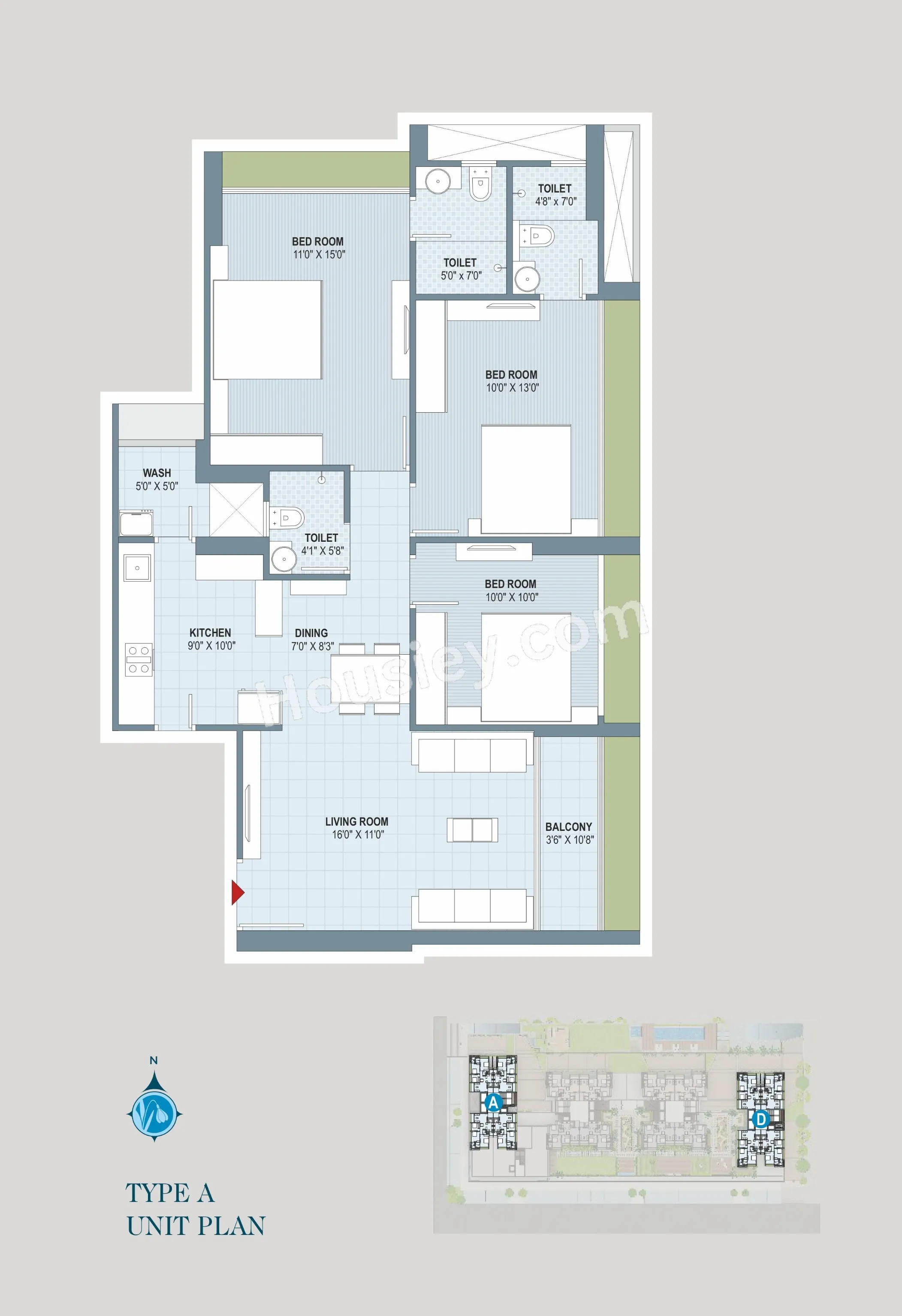Unit plan - 808 sq.ft.
