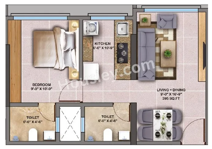 Pranami Bliss Unit plan - 395 sq.ft.