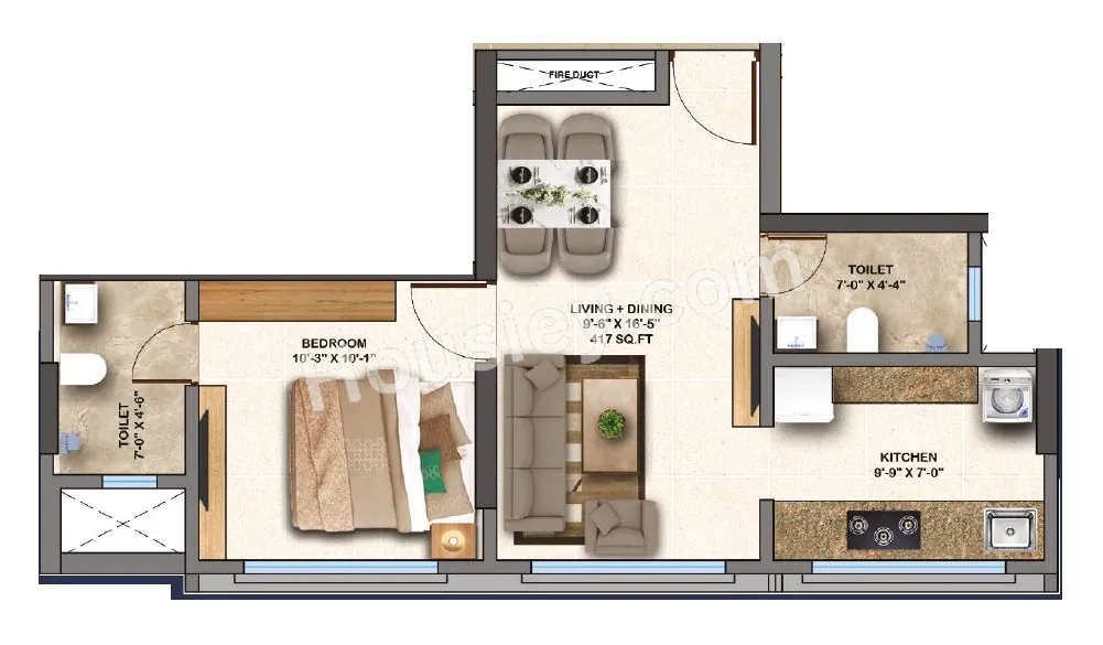 Pranami Bliss Unit plan - 417 sq.ft.