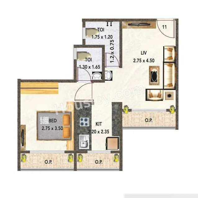 Precious Imperial Unit plan - 401 sq.ft.