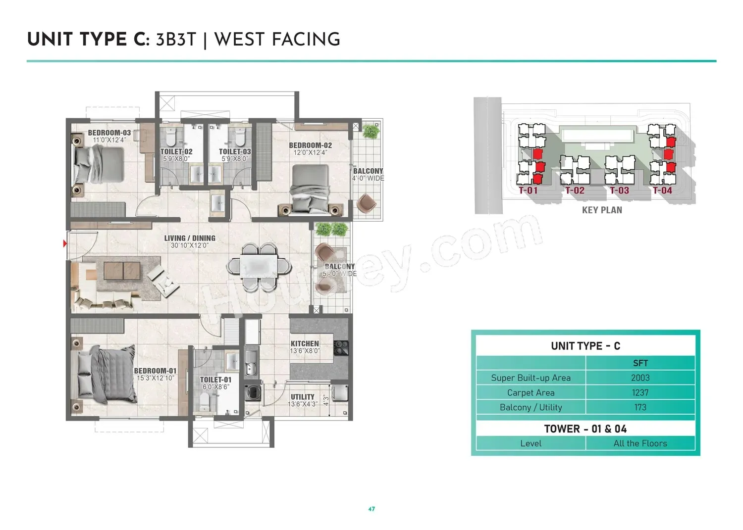 Prestige Clairemont Unit plan - 1402 sq.ft.
