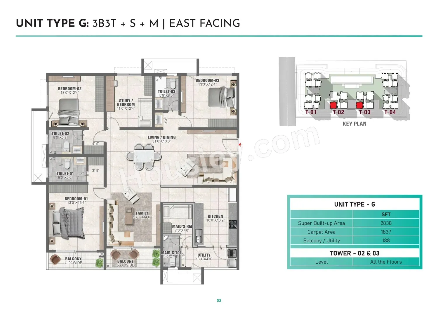 Prestige Clairemont Unit plan - 1986 sq.ft.