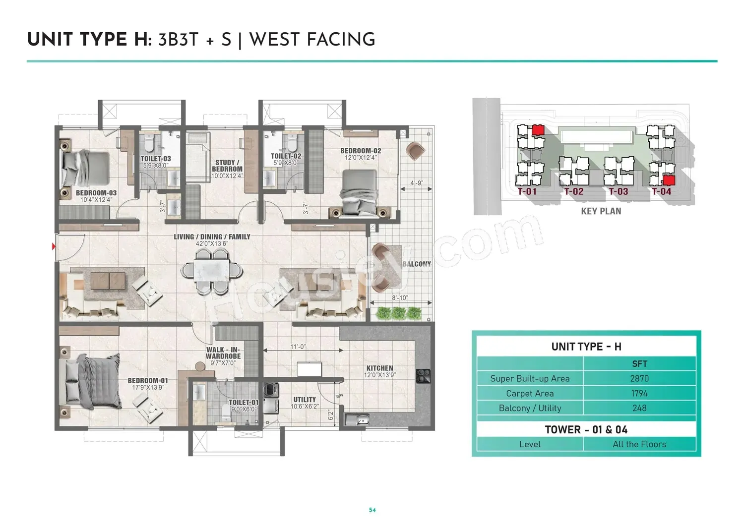 Prestige Clairemont Unit plan - 2009 sq.ft.