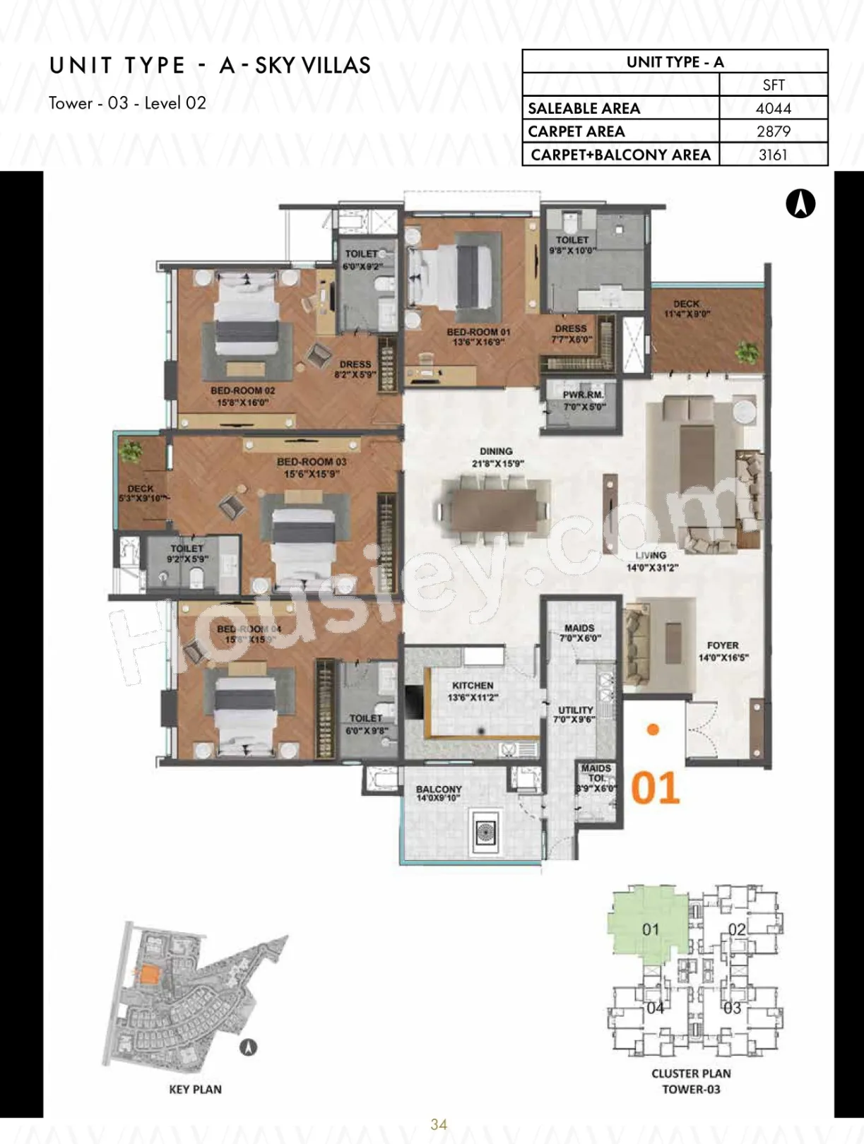 Prestige White Meadows Unit plan - 3161 sq.ft.