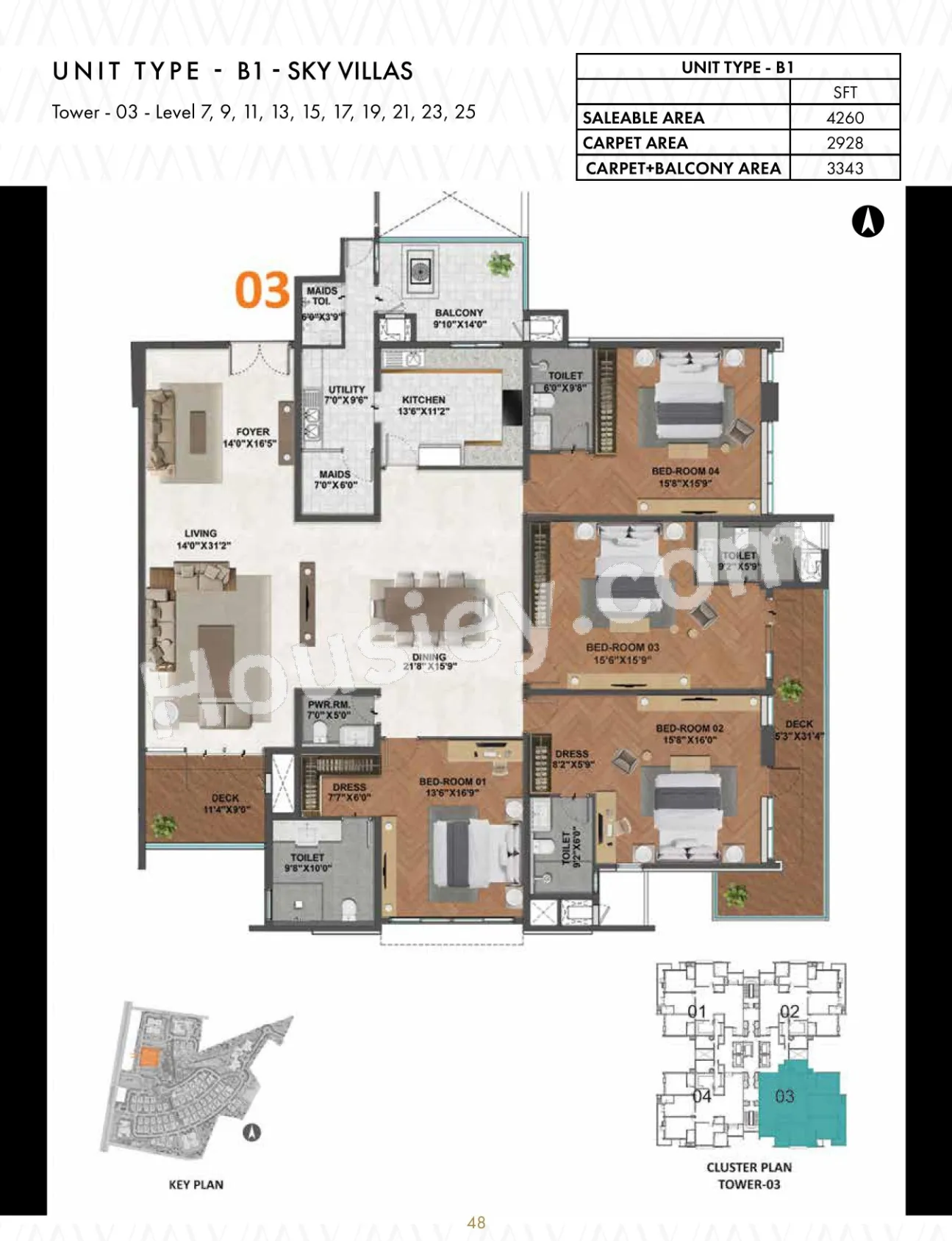 Prestige White Meadows Unit plan - 3343 sq.ft.