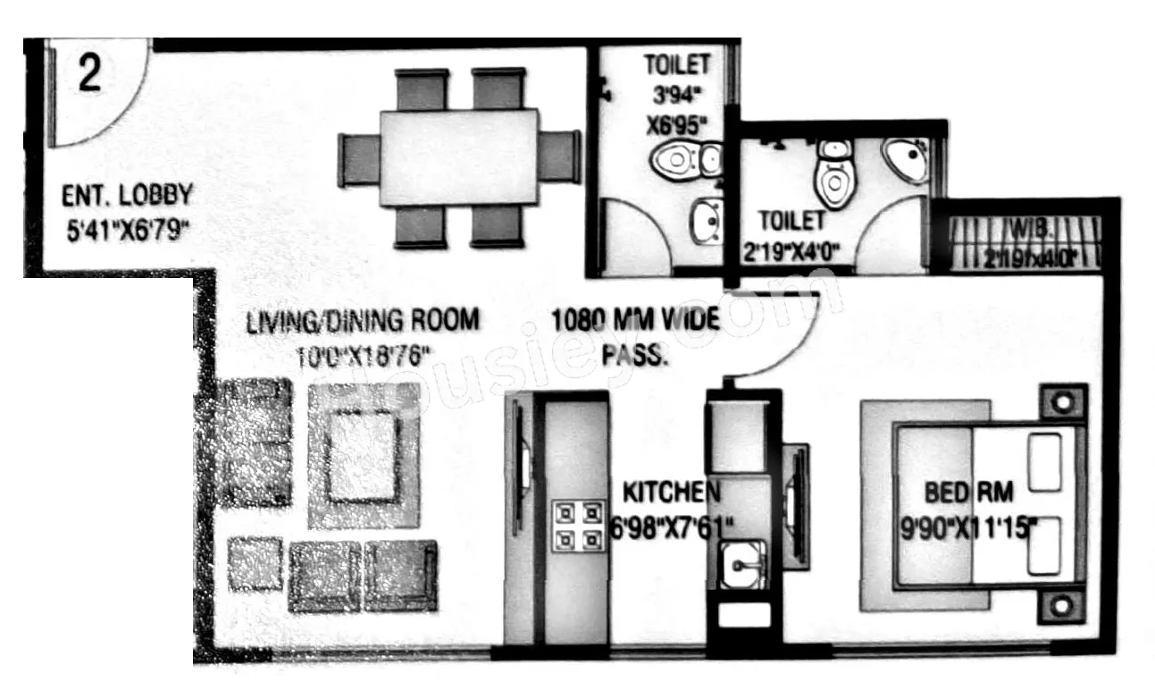 Pride Panorama Unit plan - 505 sq.ft.