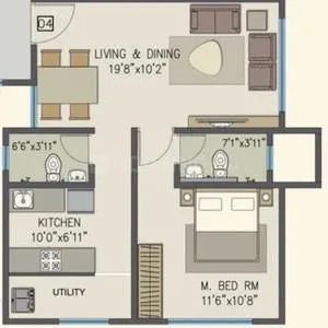 Pride Panorama Unit plan - 537 sq.ft.