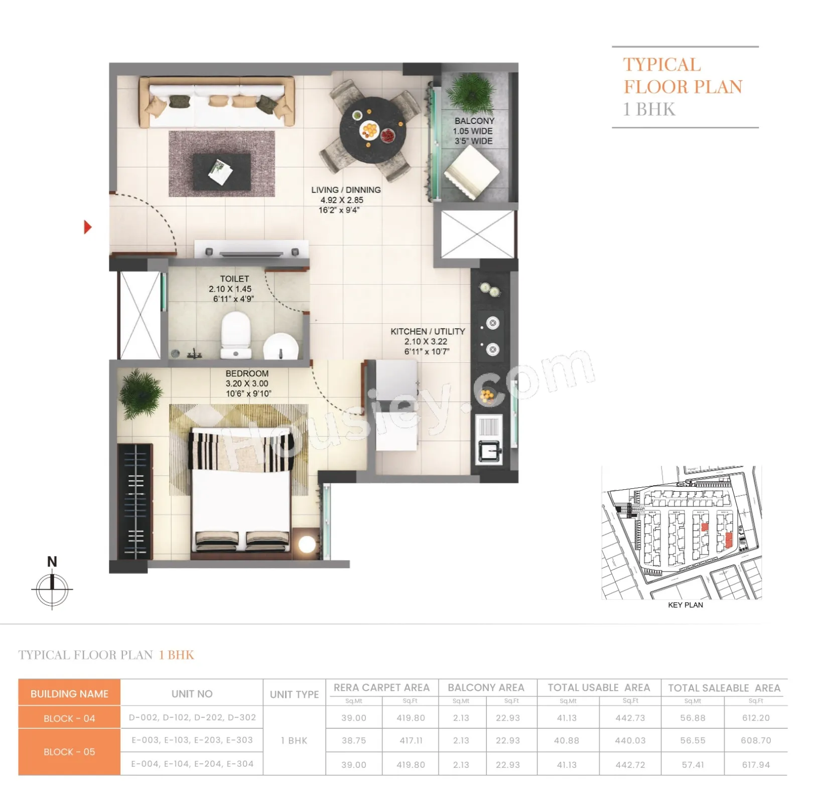 Pride Sunrise Unit plan - 417 sq.ft.