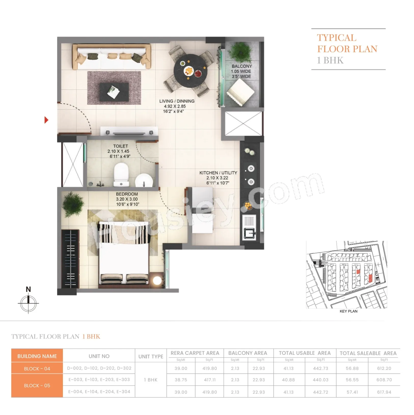 Pride Sunrise Unit plan - 420 sq.ft.