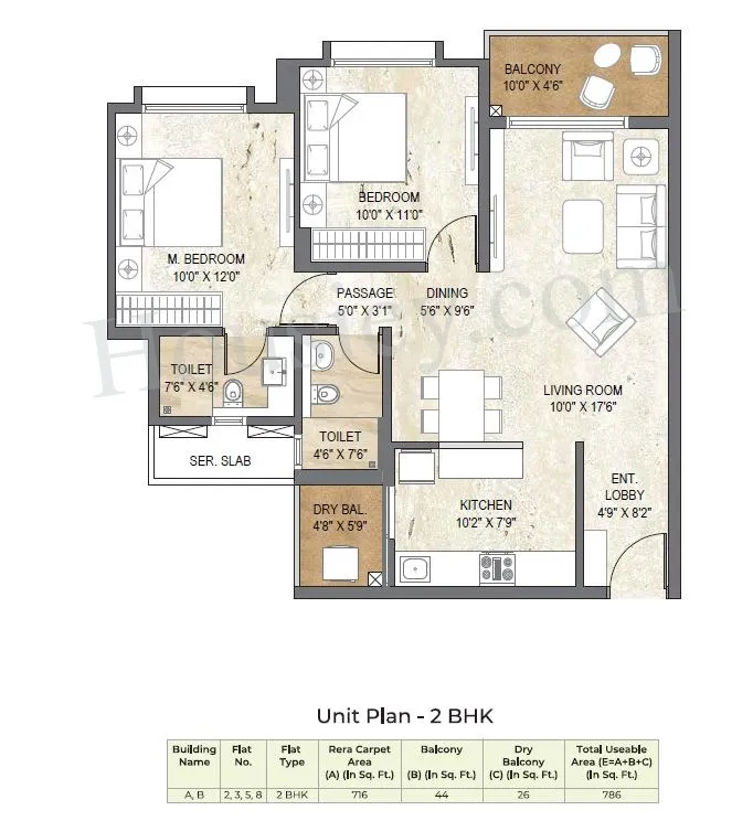 Pride World City - Soho Unit plan - 786 sq.ft.