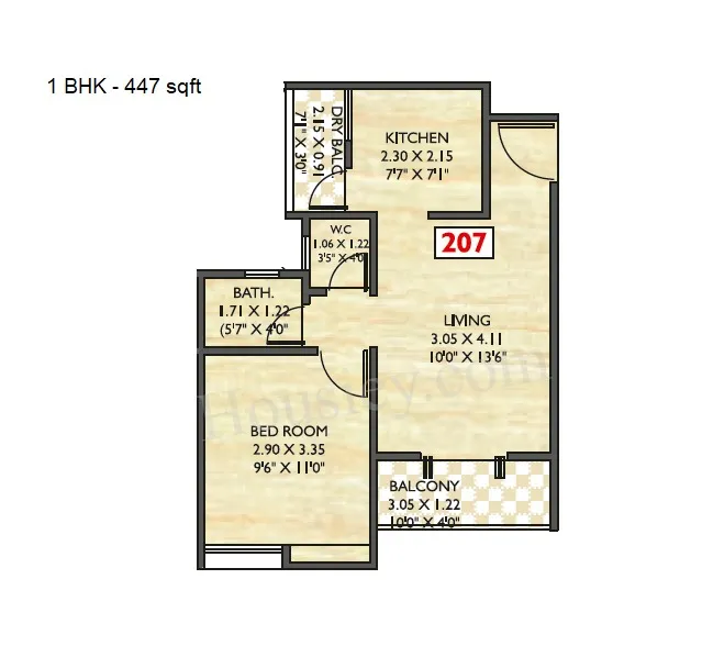Unit plan - 447 sq.ft.