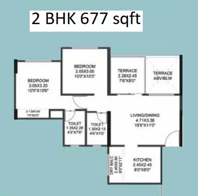 Pristine Equilife Unit plan - 667 sq.ft.