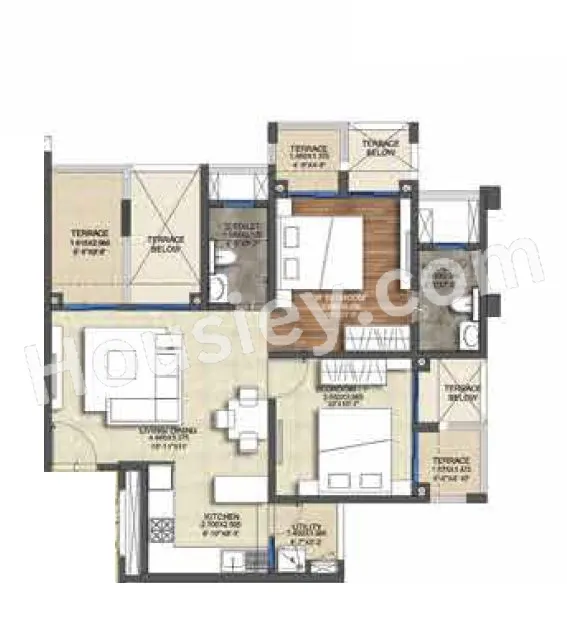 Purva Emerald Bay Unit plan - 672 sq.ft.