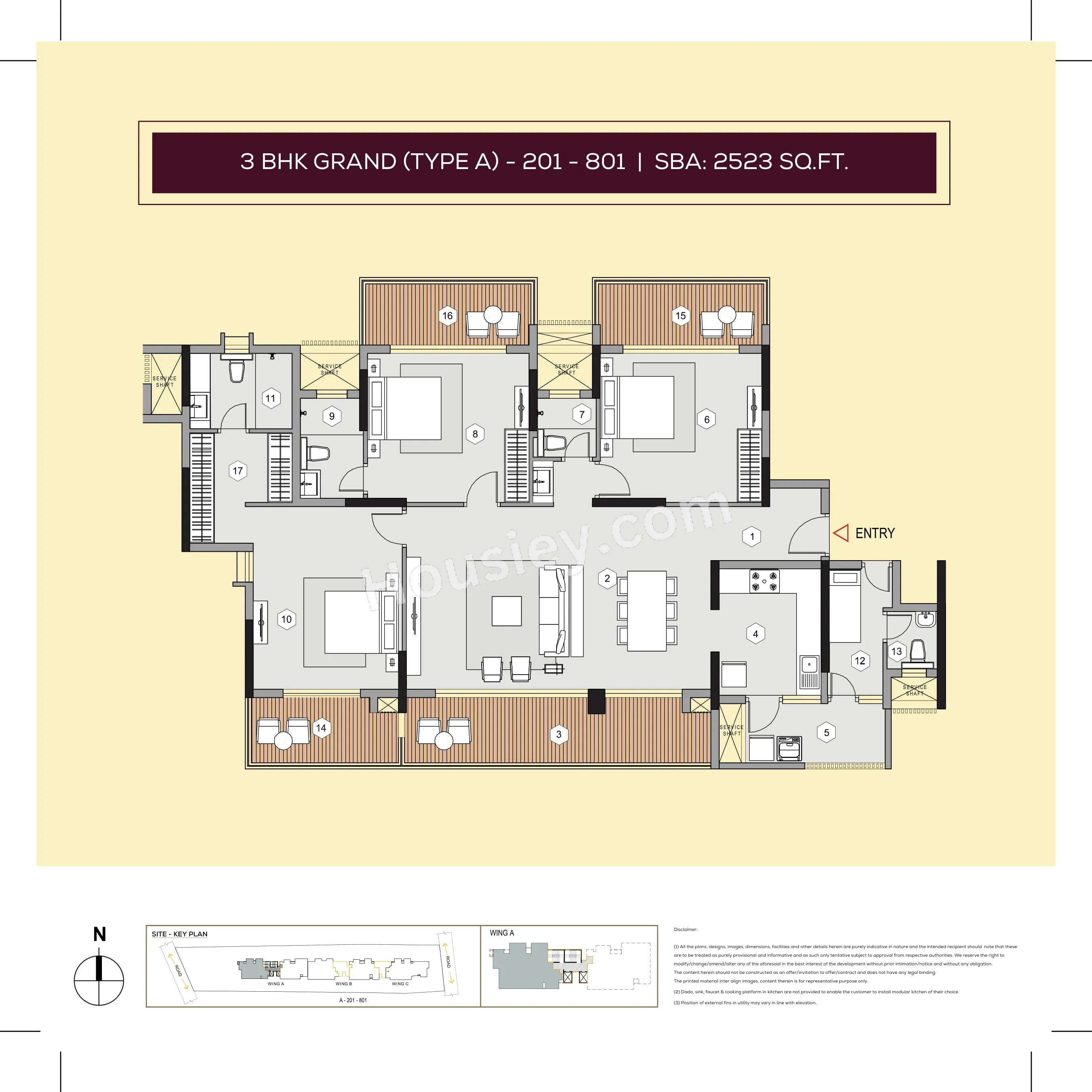 Purva Meraki Unit plan - 1291 sq.ft.