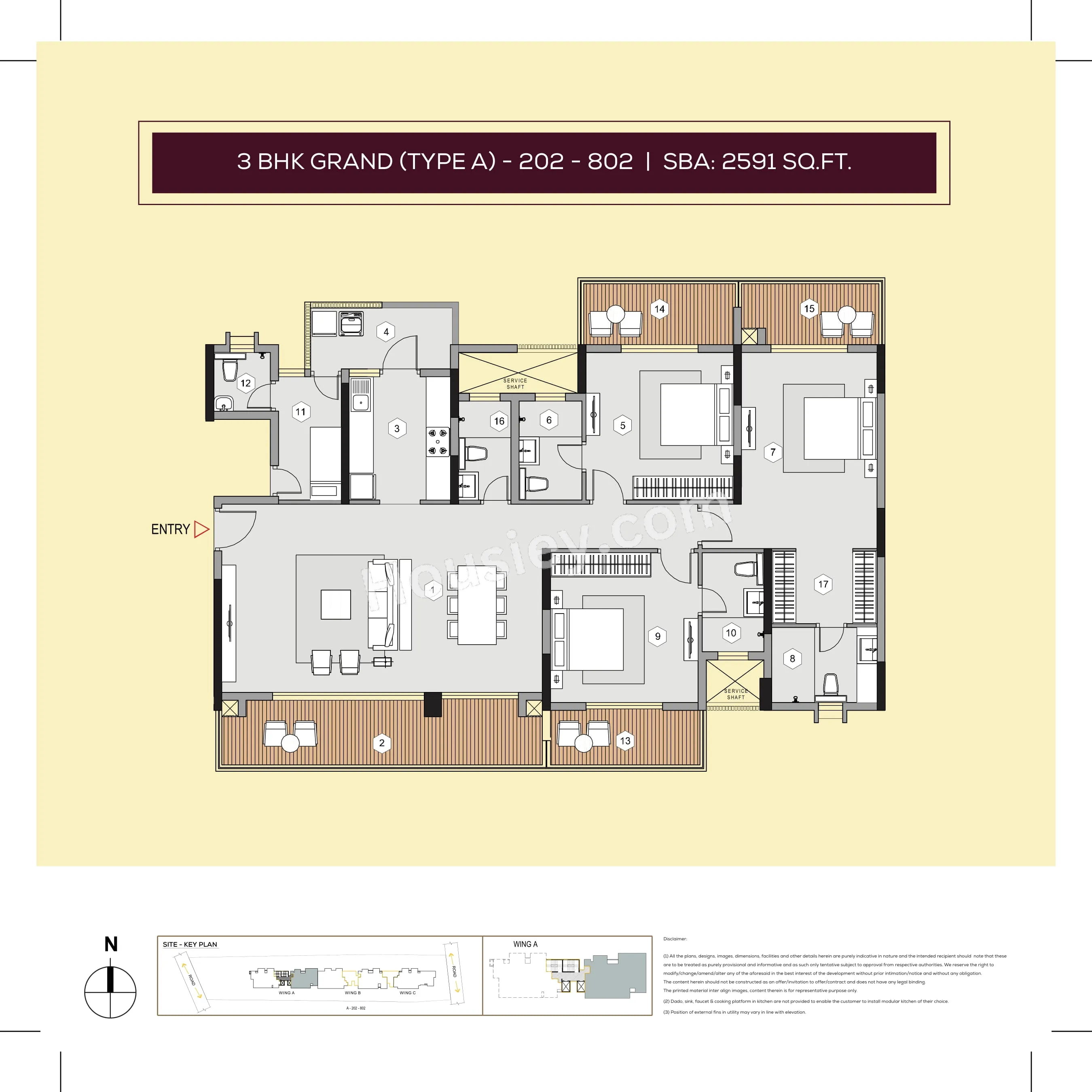 Purva Meraki Unit plan - 1358 sq.ft.