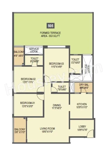 Pyramid Crown Eight Unit plan - 1841 sq.ft.