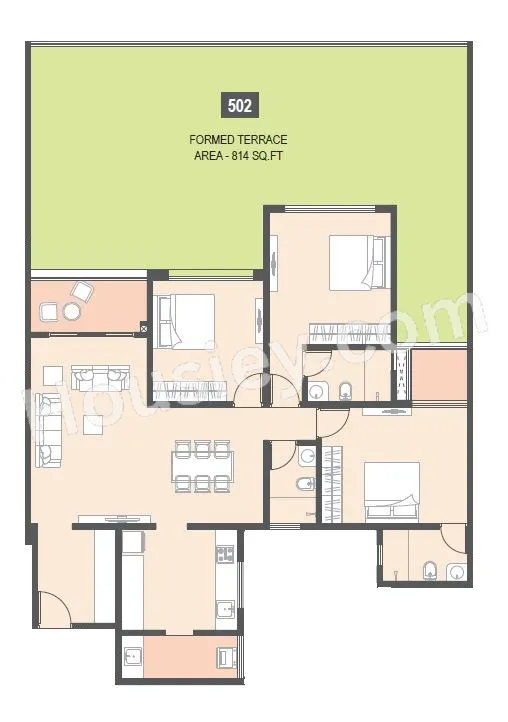 Pyramid Crown Eight Unit plan - 2047 sq.ft.