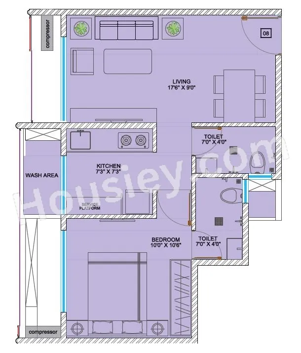 Qualitas QA Riverfront Unit plan - 474 sq.ft.