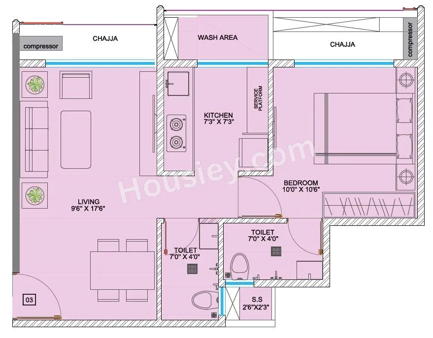 Qualitas QA Riverfront Unit plan - 483 sq.ft.