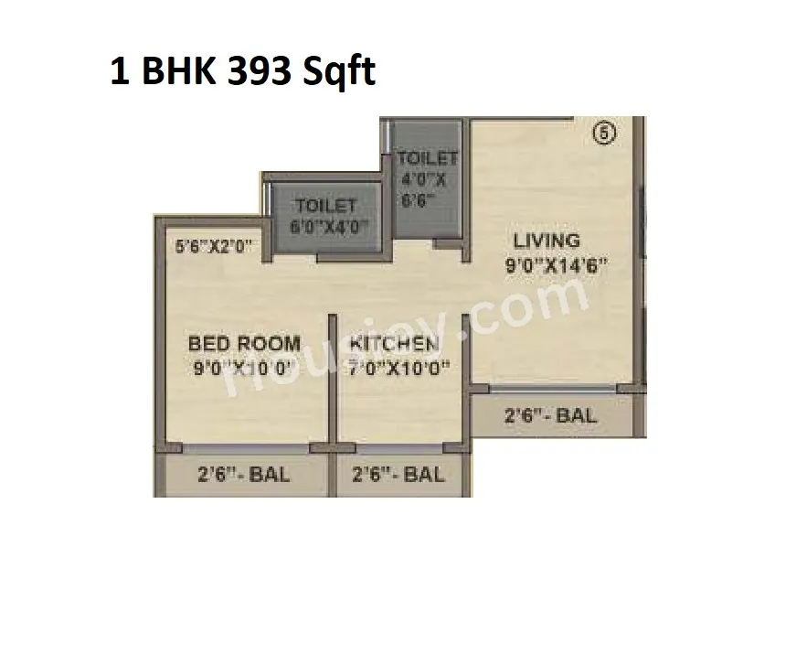 Queens Tower Phase 2 Unit plan - 393 sq.ft.