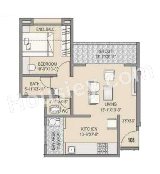 Unit plan - 507 sq.ft.
