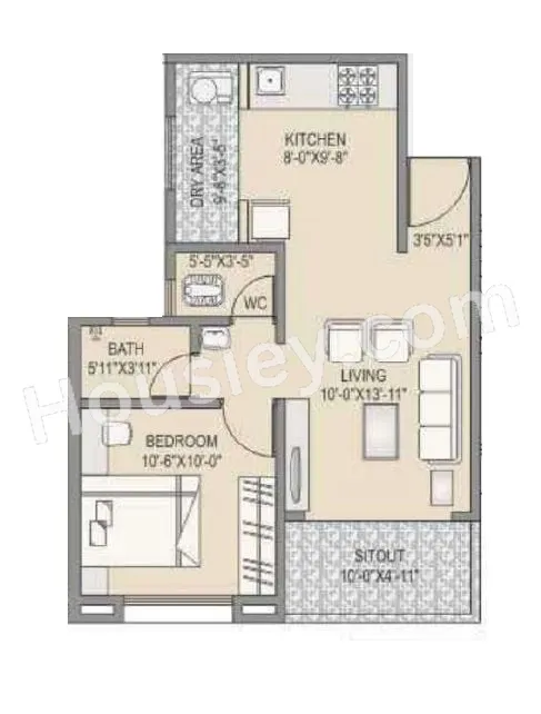 RKL Lunkad Shivpuram Unit plan - 517 sq.ft.