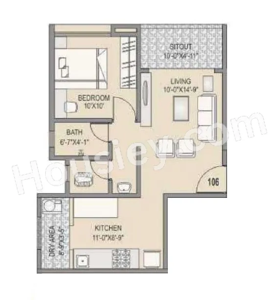 RKL Lunkad Shivpuram Unit plan - 533 sq.ft.