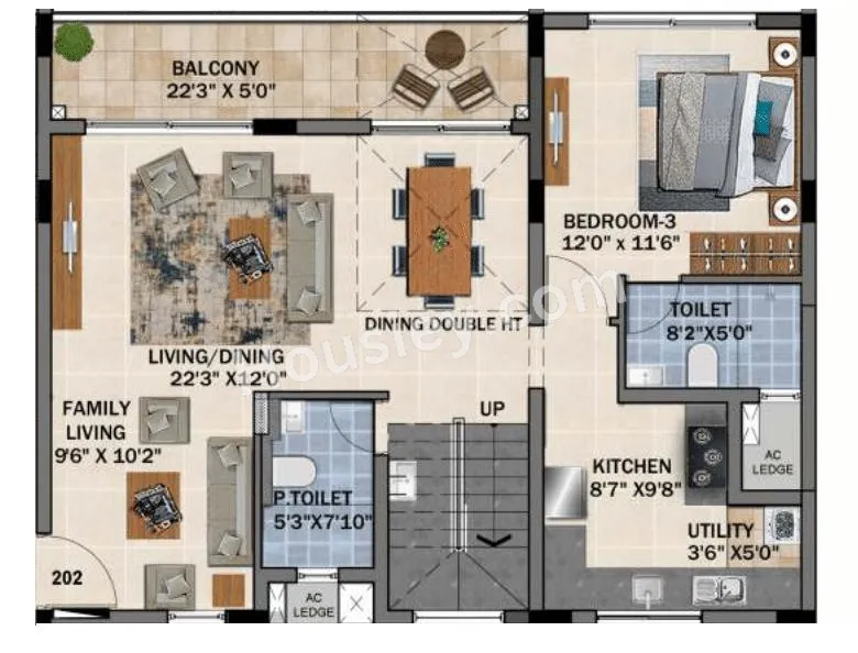 Radiance Floresta Unit plan - 1517 sq.ft.