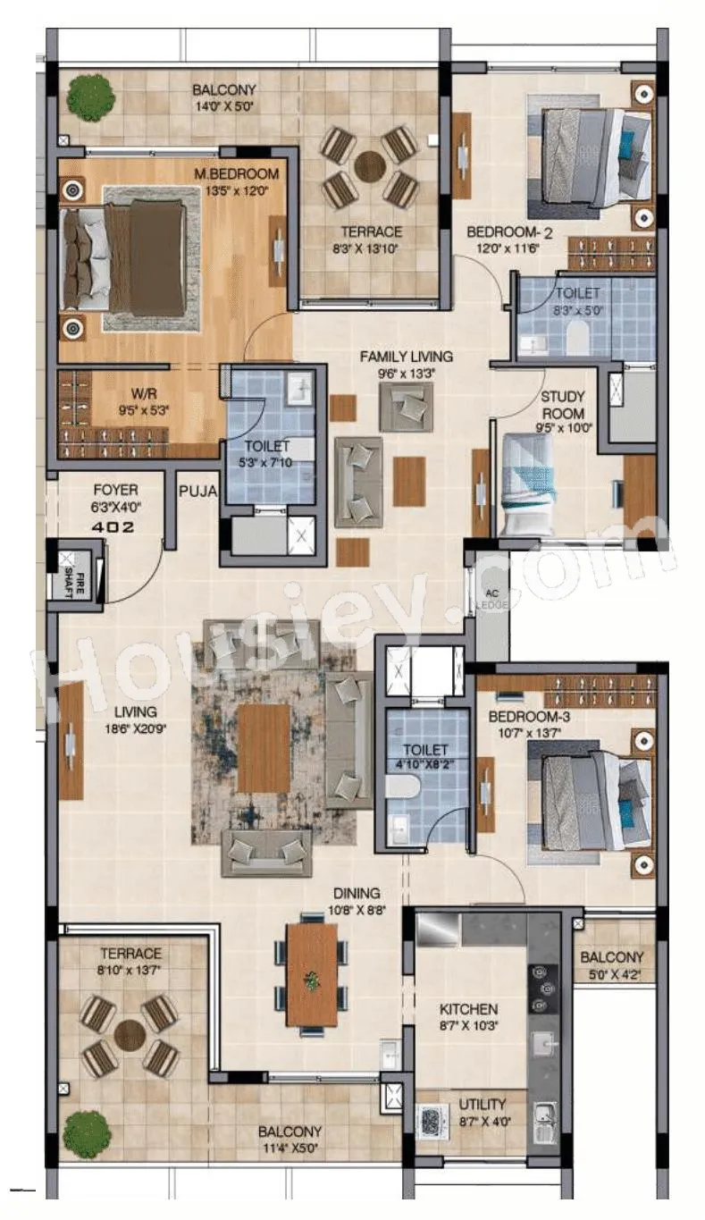 Radiance Floresta Unit plan - 1732 sq.ft.