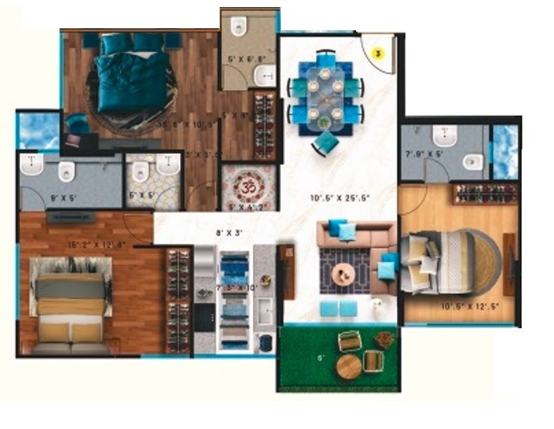 Raghav Enclave Unit plan - 1149 sq.ft.