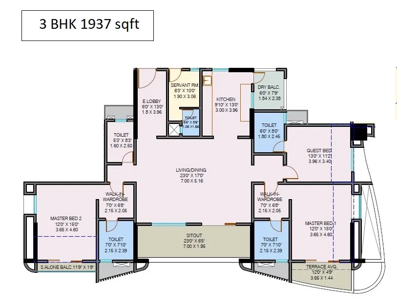 Rahul Arcus Unit plan - 1937 sq.ft.