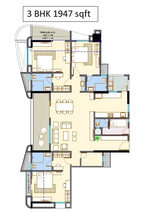 Rahul Arcus Unit plan - 1947 sq.ft.