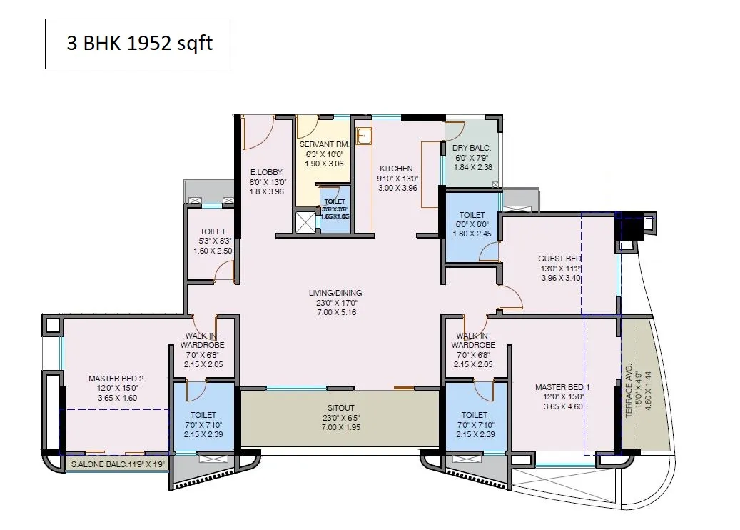 Rahul Arcus Unit plan - 1952 sq.ft.