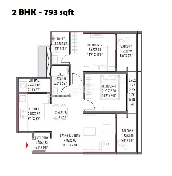Rahul Aston Unit plan - 793 sq.ft.