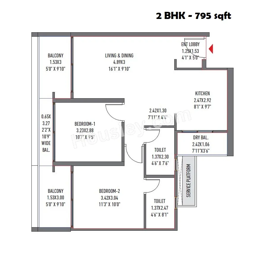 Rahul Aston Unit plan - 795 sq.ft.