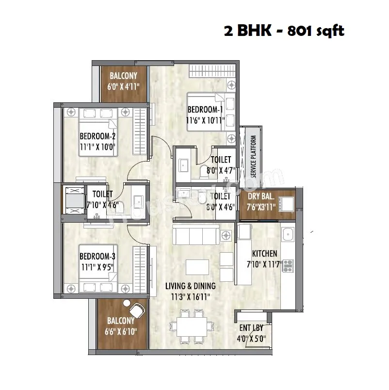 Rahul Aston Unit plan - 801 sq.ft.