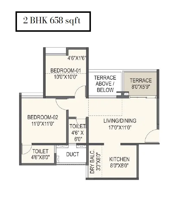 Rama Fusion Towers Unit plan - 658 sq.ft.