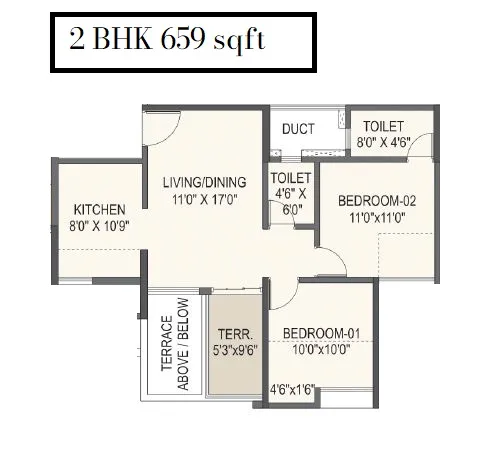 Rama Fusion Towers Unit plan - 659 sq.ft.