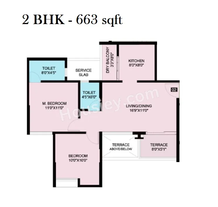 Rama Fusion Towers Unit plan - 663 sq.ft.