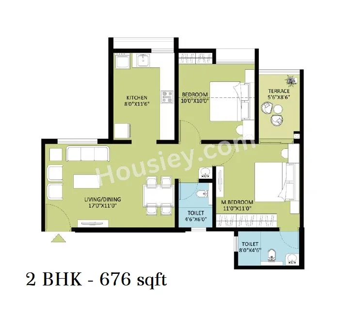 Rama Fusion Towers Unit plan - 676 sq.ft.