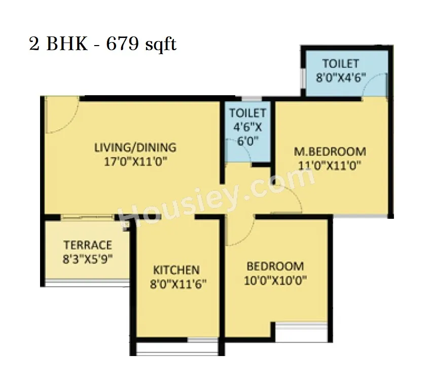 Rama Fusion Towers Unit plan - 679 sq.ft.
