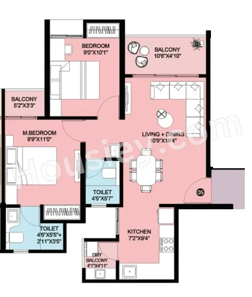 Rama Krystal One Unit plan - 670 sq.ft.