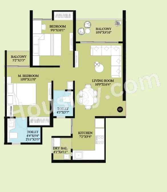 Rama Krystal One Unit plan - 669 sq.ft.