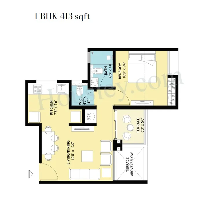 Rama Livmo Unit plan - 413 sq.ft.