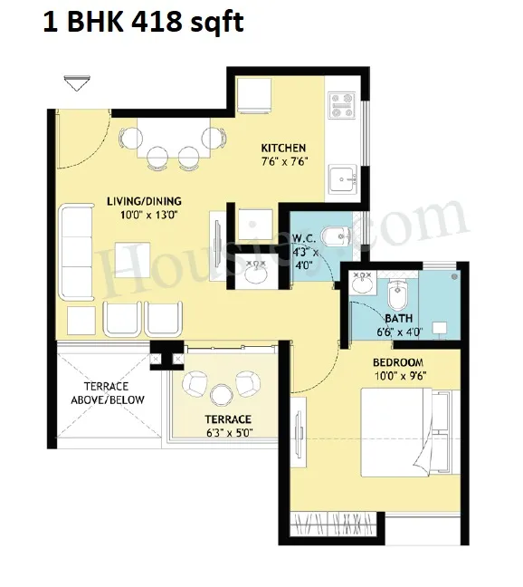 Rama Livmo Unit plan - 418 sq.ft.
