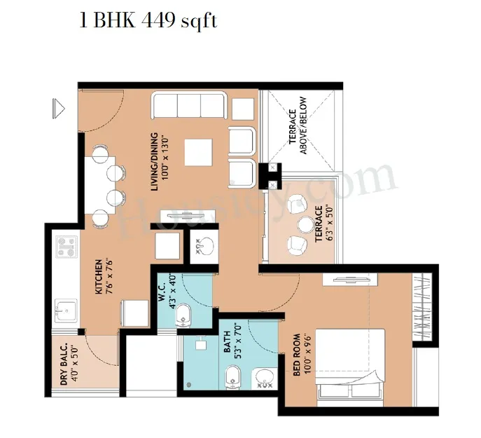 Rama Livmo Unit plan - 449 sq.ft.