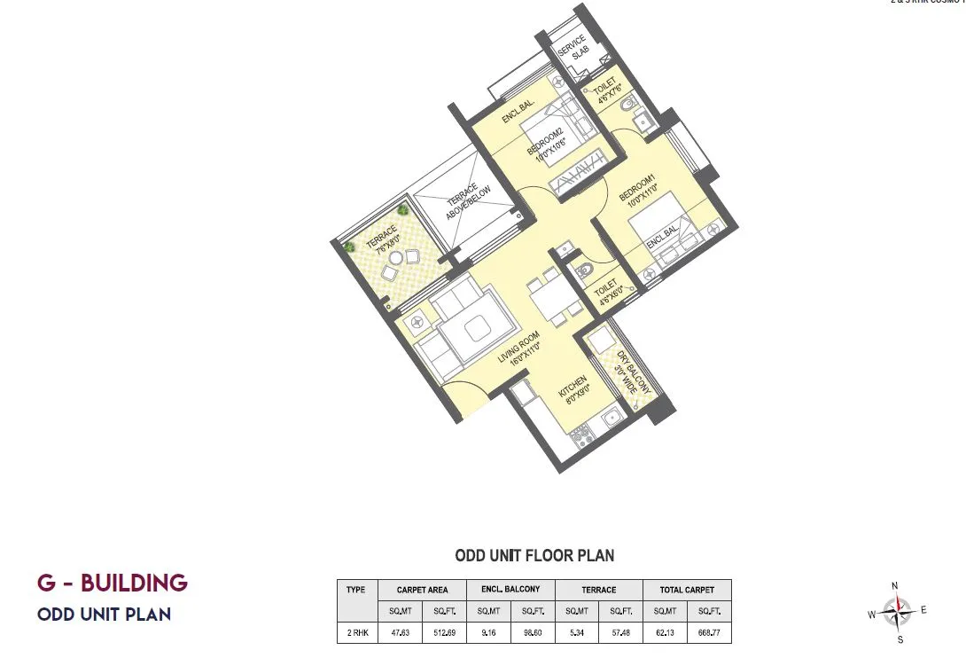 Rama Melange Unit plan - 668 sq.ft.